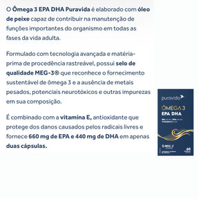 Ômega 3 MEG-3 Puravida 660 EPA 440 DHA | 60 Cápsulas