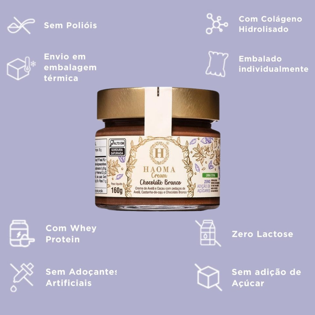 Haoma Cream Chocolate Branco Haoma Linha Stevia | 160g