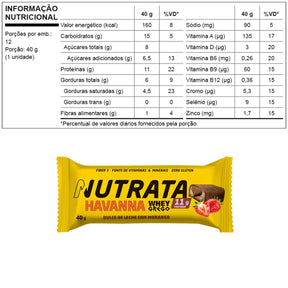 Barra Whey Grego Havanna Doce de Leite com Morango Nutrata | 12x40g