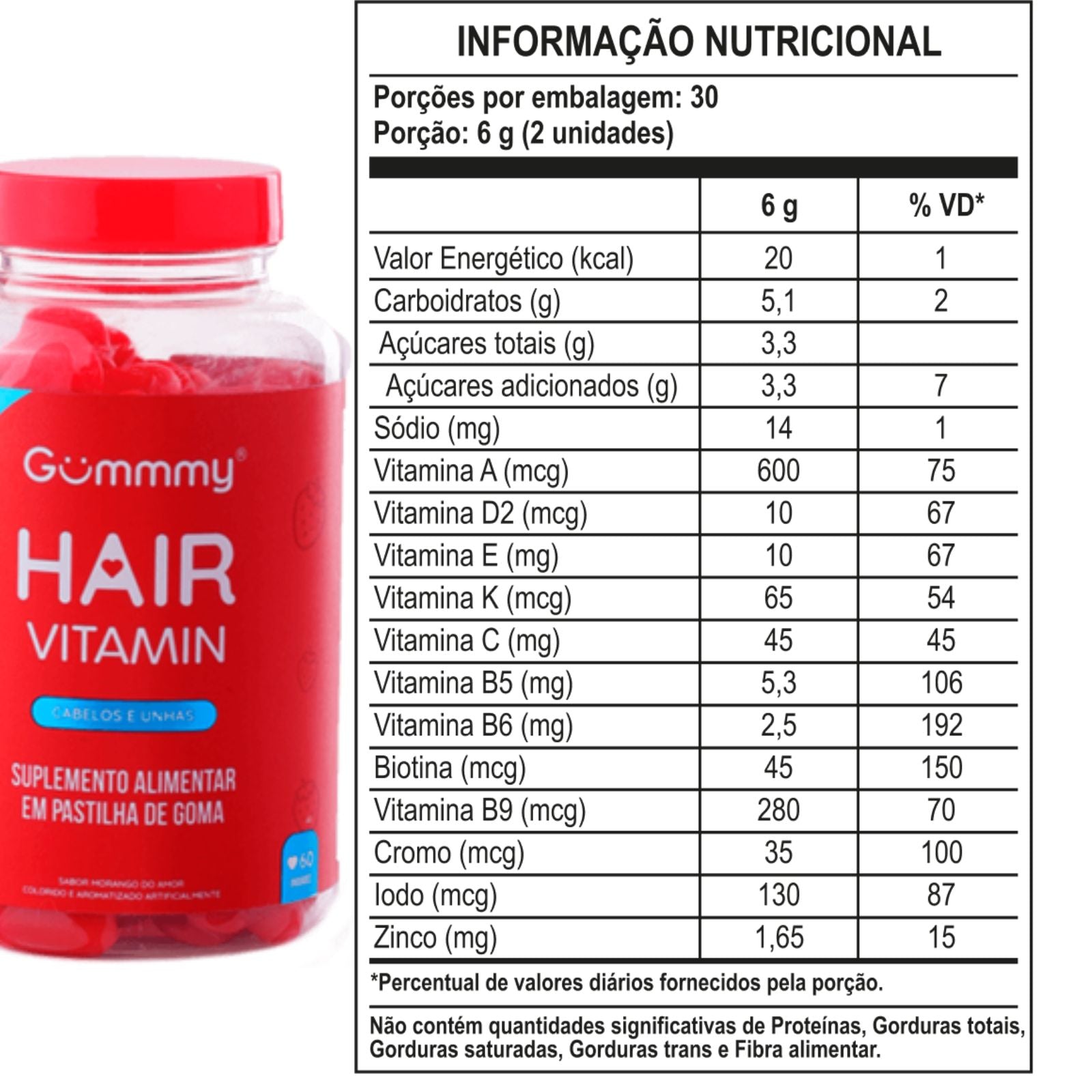 Gummy® Original Hair Vitamin Morango | 180g