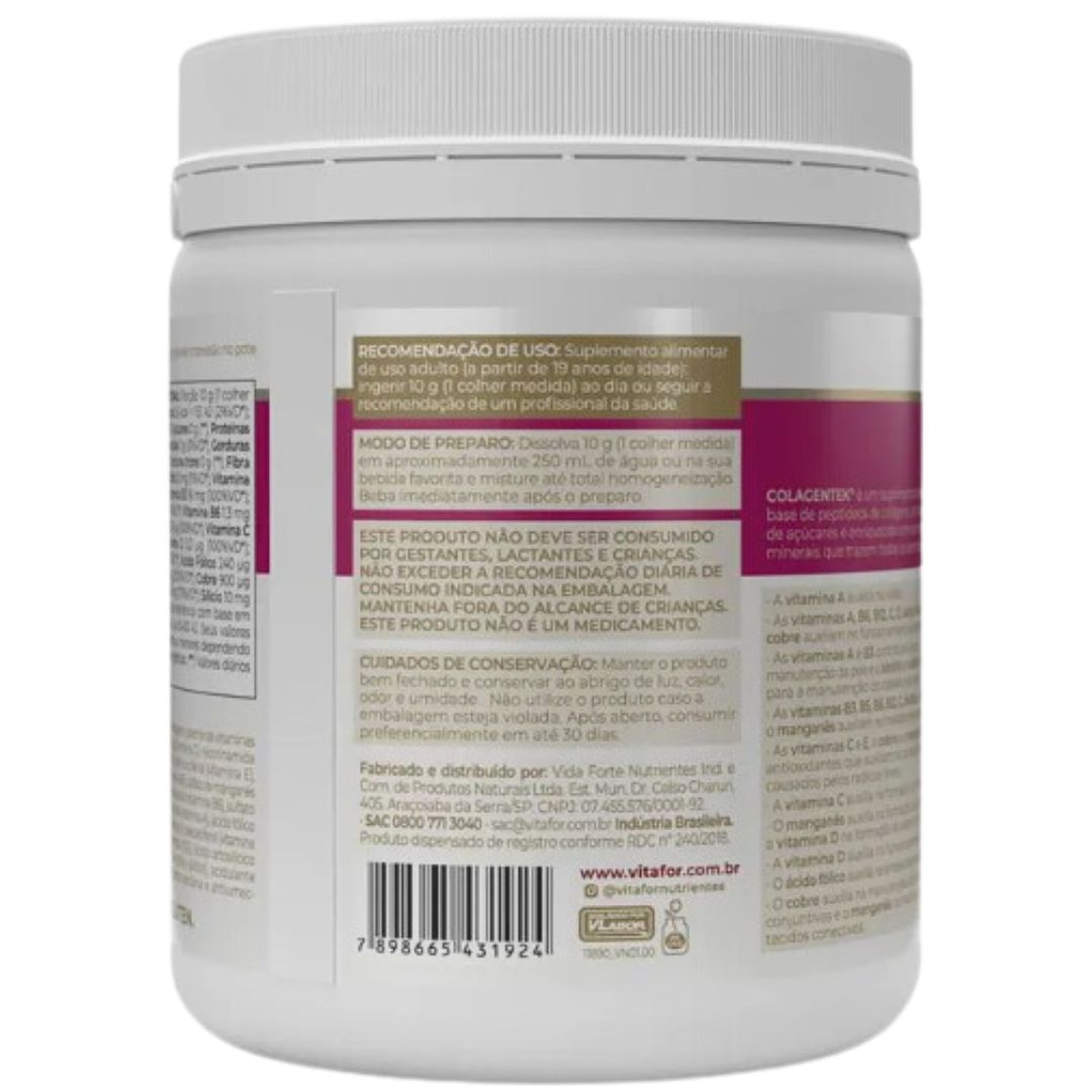 Colagentek | Colágeno Hidrolisado Sabor Maça Verde Vitafor | 300g