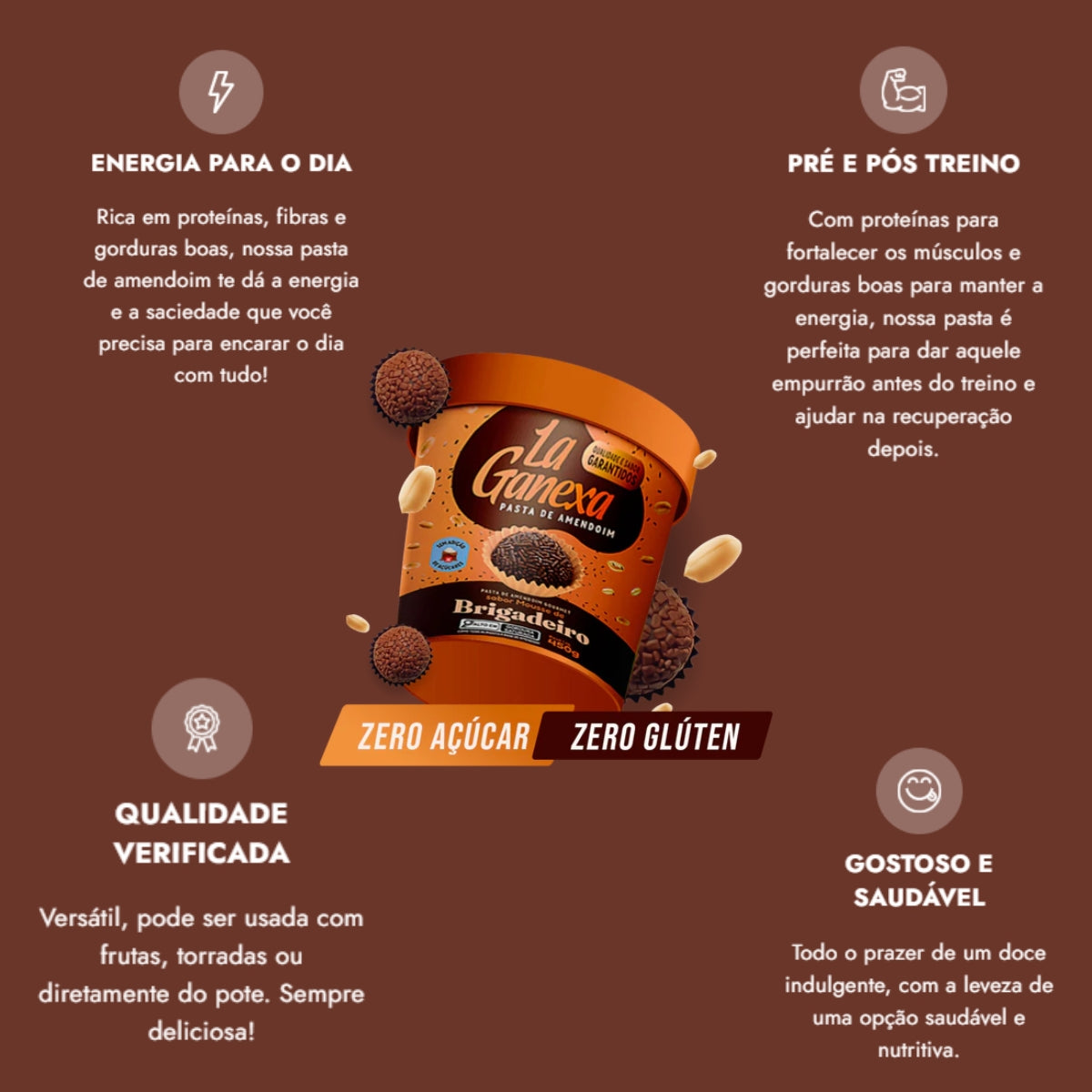 Pasta De Amendoim Mousse de Brigadeiro La Ganexa | 450g