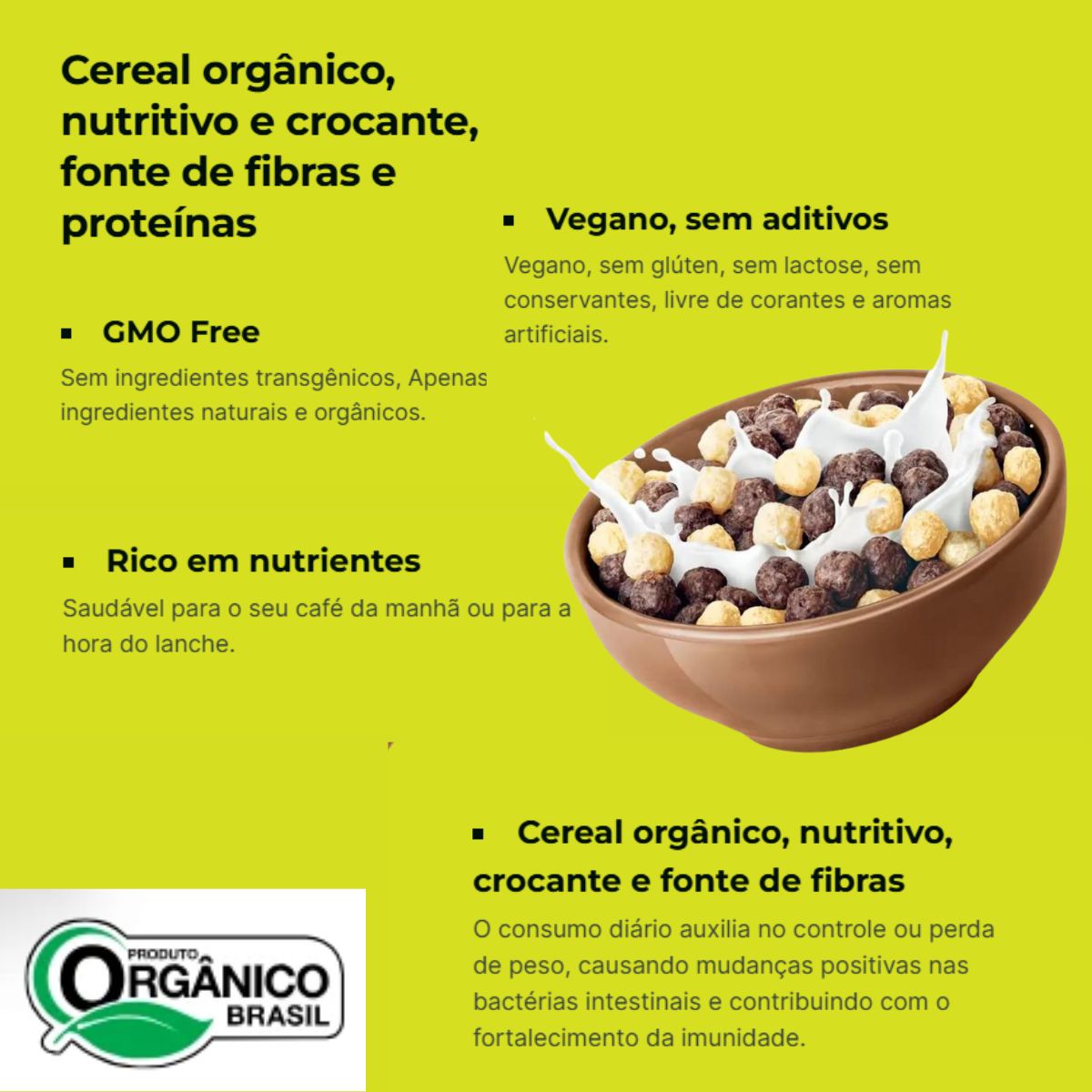 Cereal Matinal Integral Vegan Crunchy Cacau e Caramelo Bio2 | 200g
