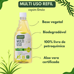 MultiUso Biodegradável Sem Enxágue Capim Limão Biowash | Refil 650ml