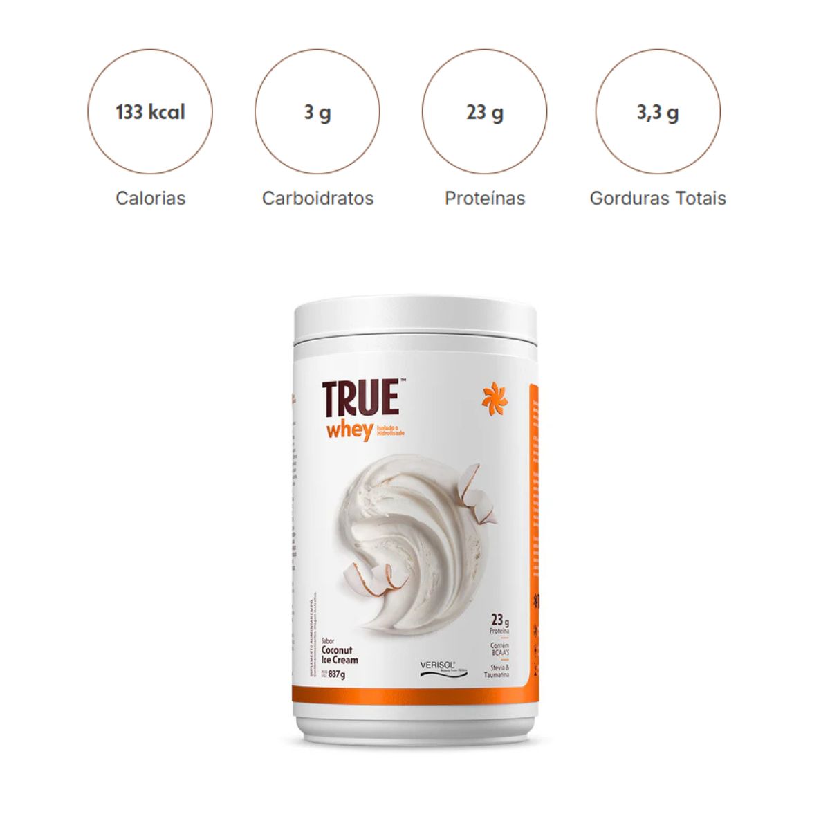 True Whey Isolado e Hidrolisado Coconut Ice Cream | 837g