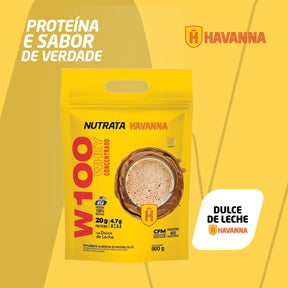 W100 Whey Concentrado Dulce deLeche Havanna Nutrata | Refil 900g