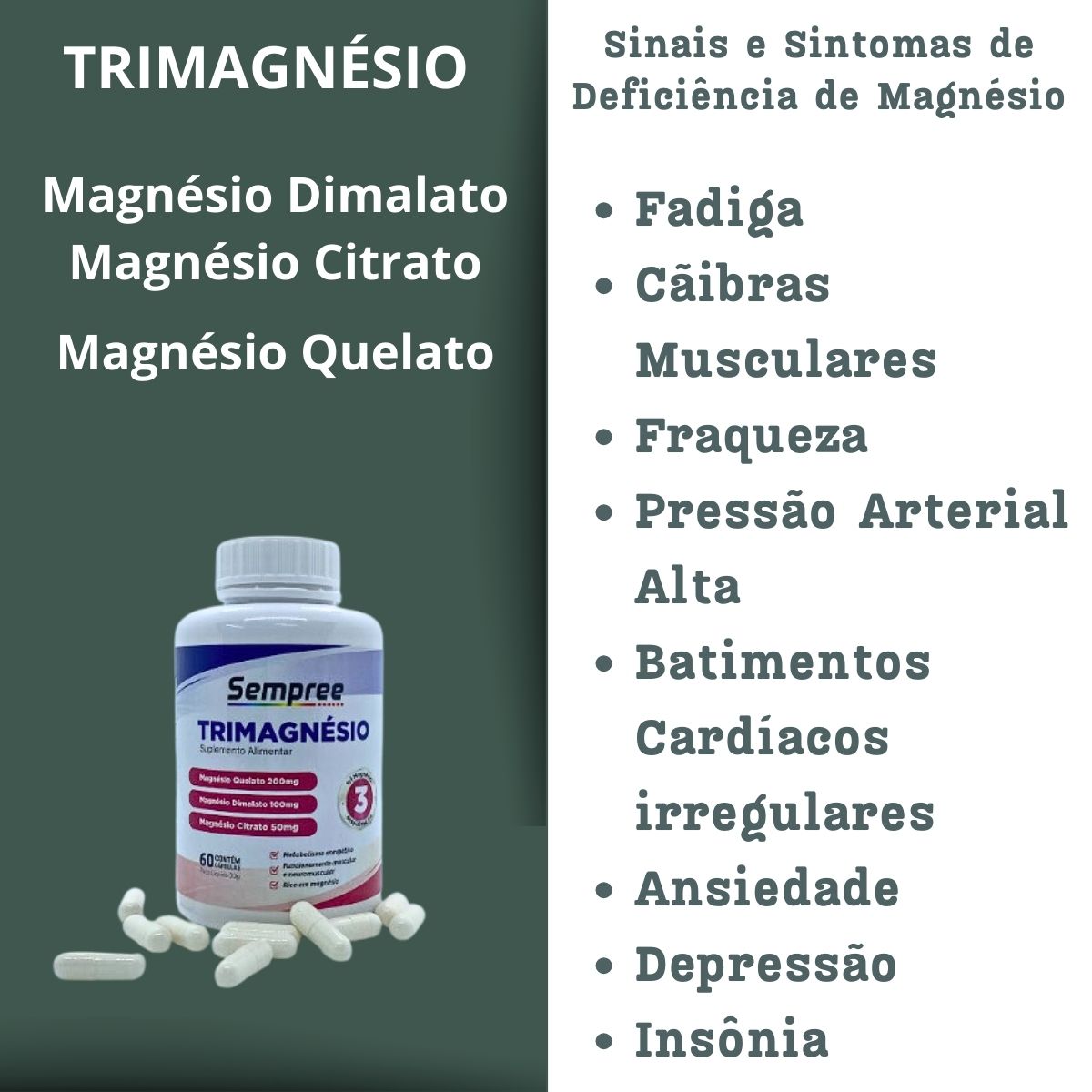 Trimagnésio 350mg Leve 3 Pague 2 Sempree | 180 cápsulas