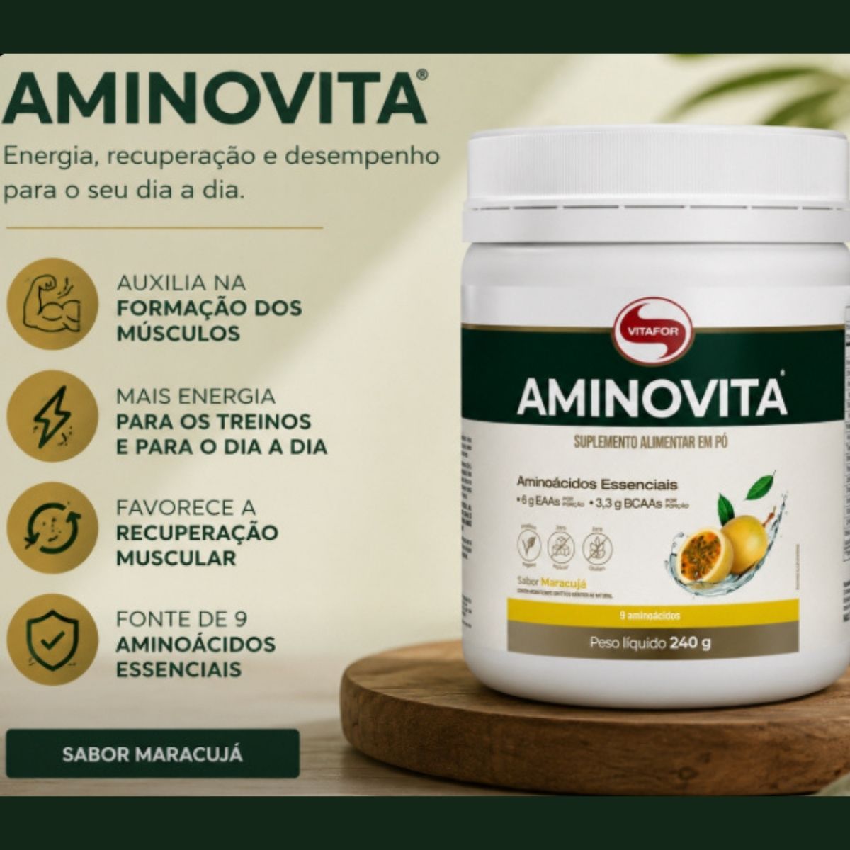 Aminovita Sabor Maracujá Vitafor | 240g