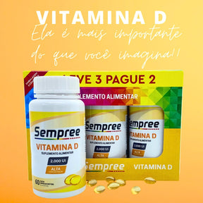 Vitamina D 2000 UI Alta Concentração Leve 3 Pague 2 | 180 cápsulas