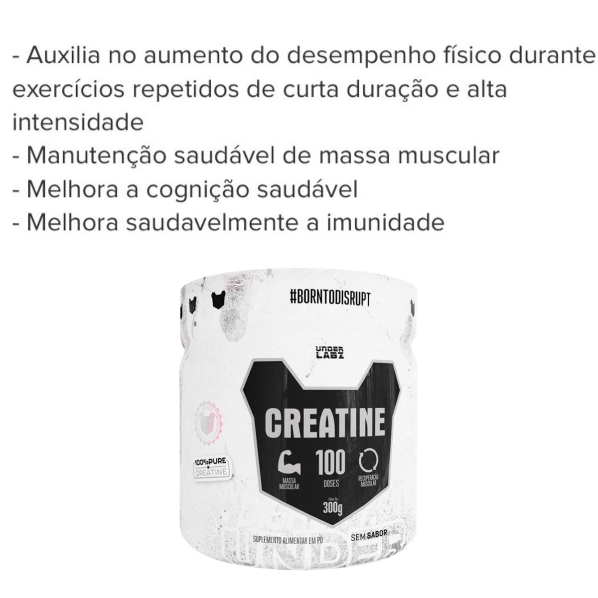 Creatina Pura Monohidratada Under Labz | 300g