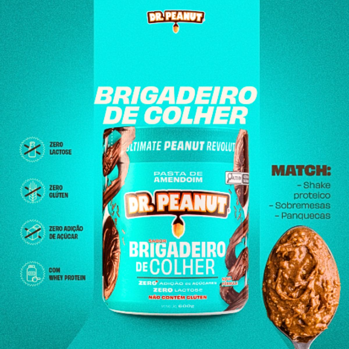 Pasta de amendoim sabor Brigadeiro de Colher Dr. Peanut | 600g