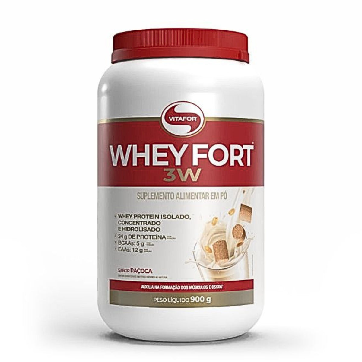Whey Fort 3W Sabor Paçoca Vitafor | 900g