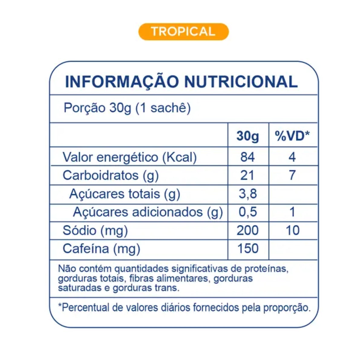 Carbs Gel Sabor Tropical com Cafeína Dobro | 10x30g