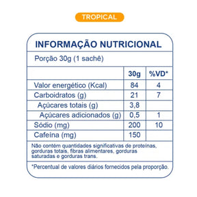 Carbs Gel Sabor Tropical com Cafeína Dobro | 10x30g