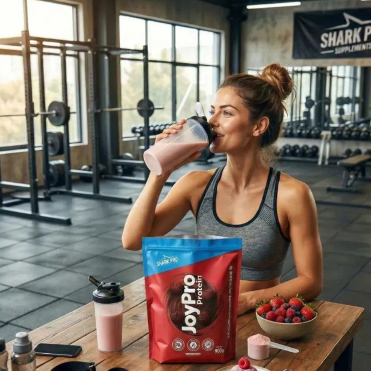 JoyPro Protein Sabor Morango com Framboesa Shark Pro | Refil 900g