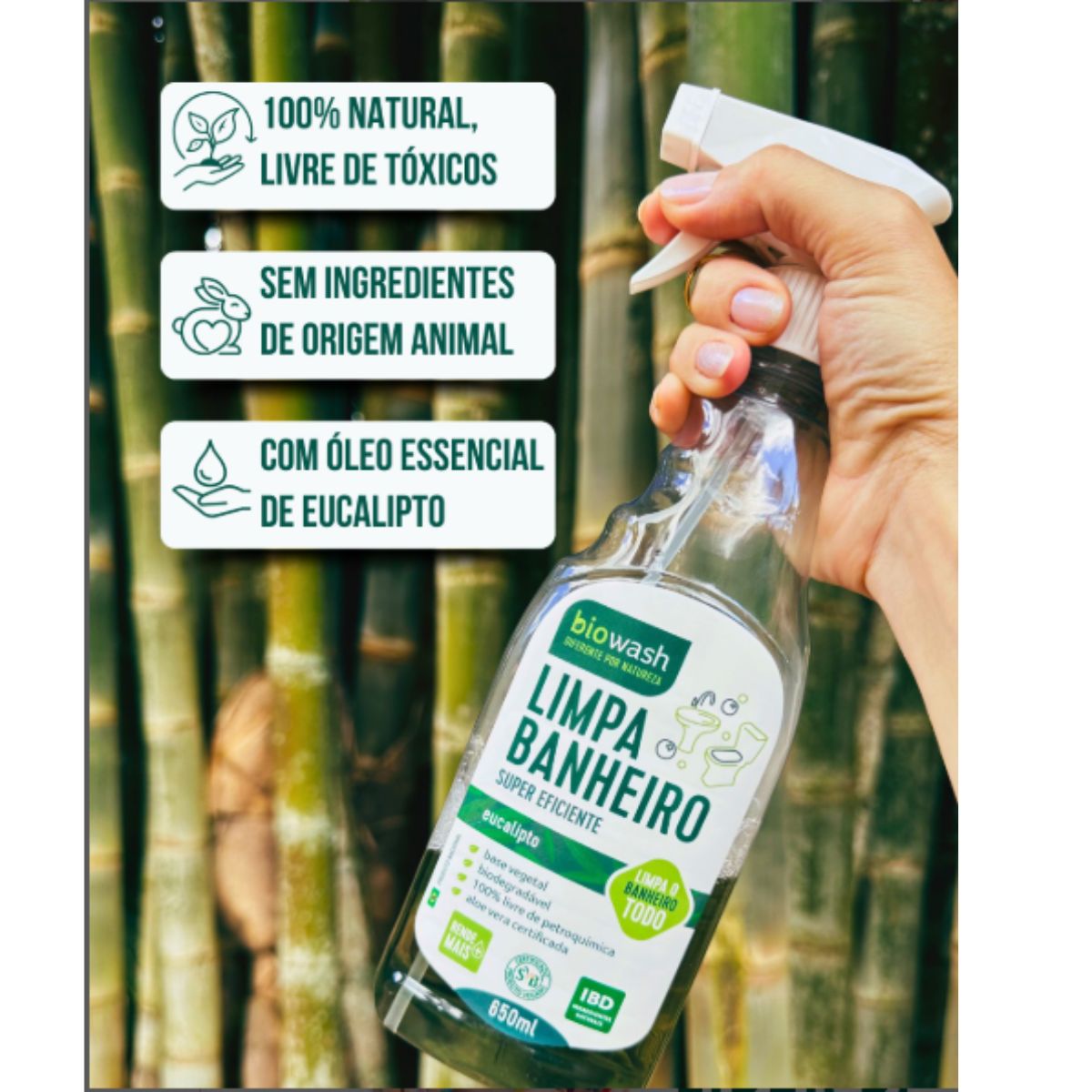 Limpa Banheiro Biodegradável Eucalipto Biowash | 650ml