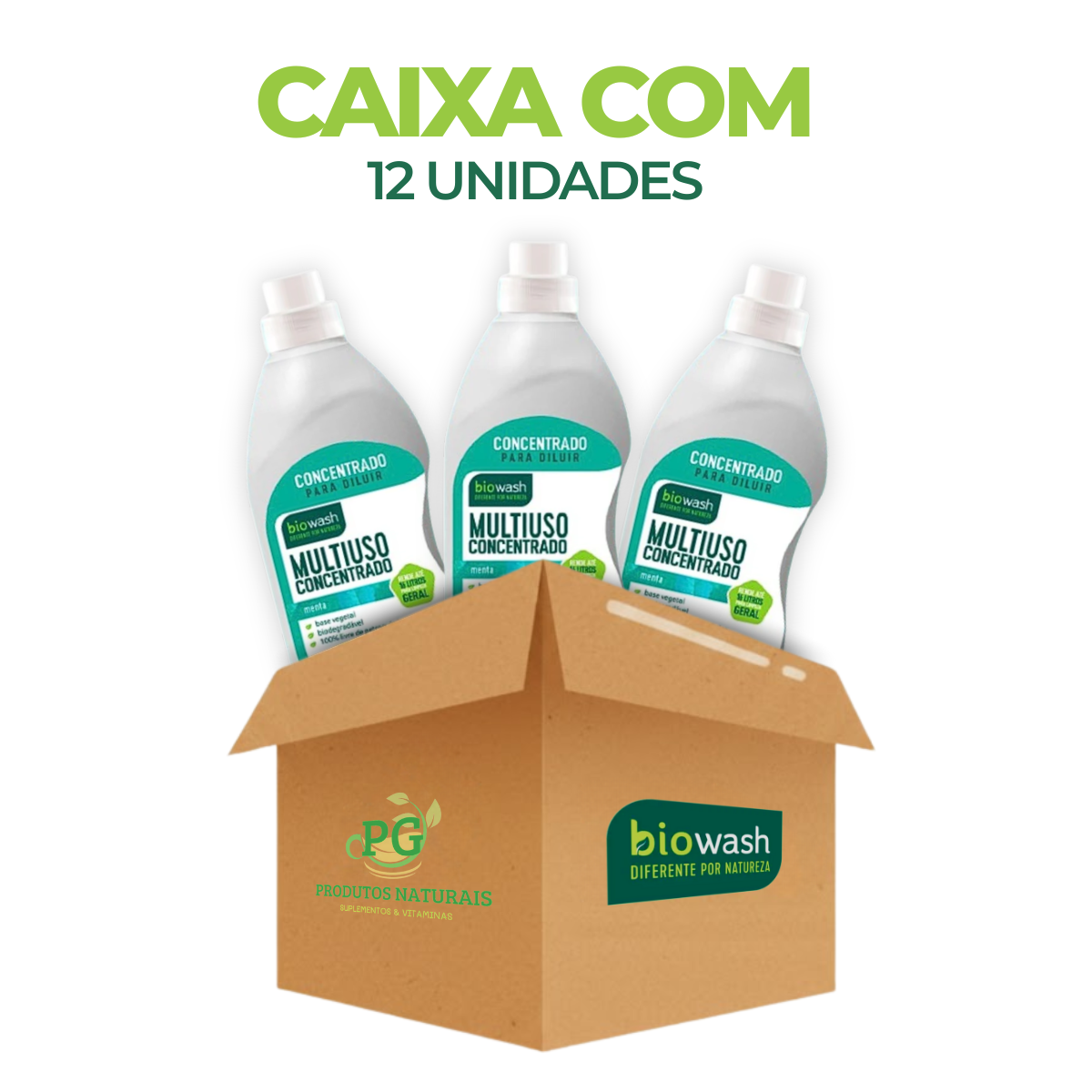 Caixa c/ 12 Multiuso Biodegradável Concentrado Eucalipto Biowash | 1l