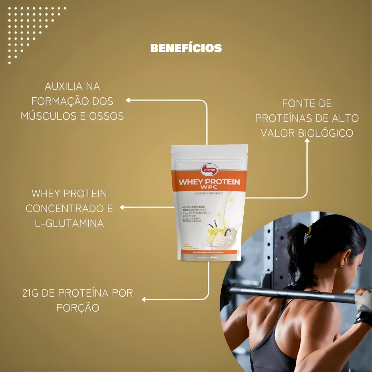 Whey Protein WPC Sabor Baunilha Vitafor | Sachê 900g