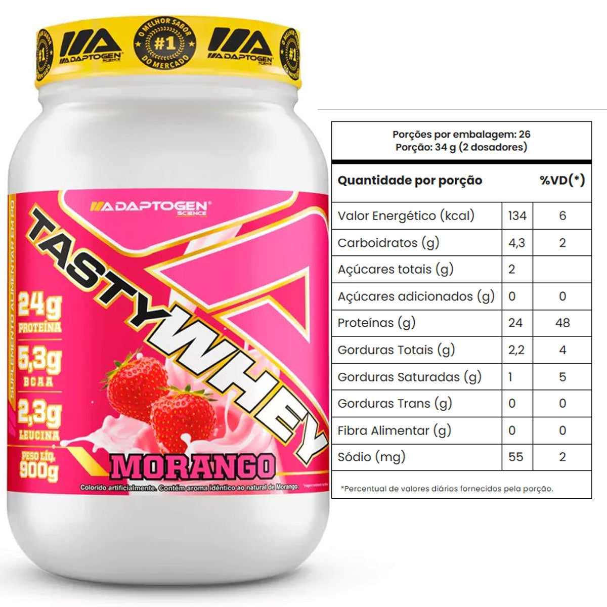 Tasty Whey 3W Adaptogen Sabor Morango | 900g