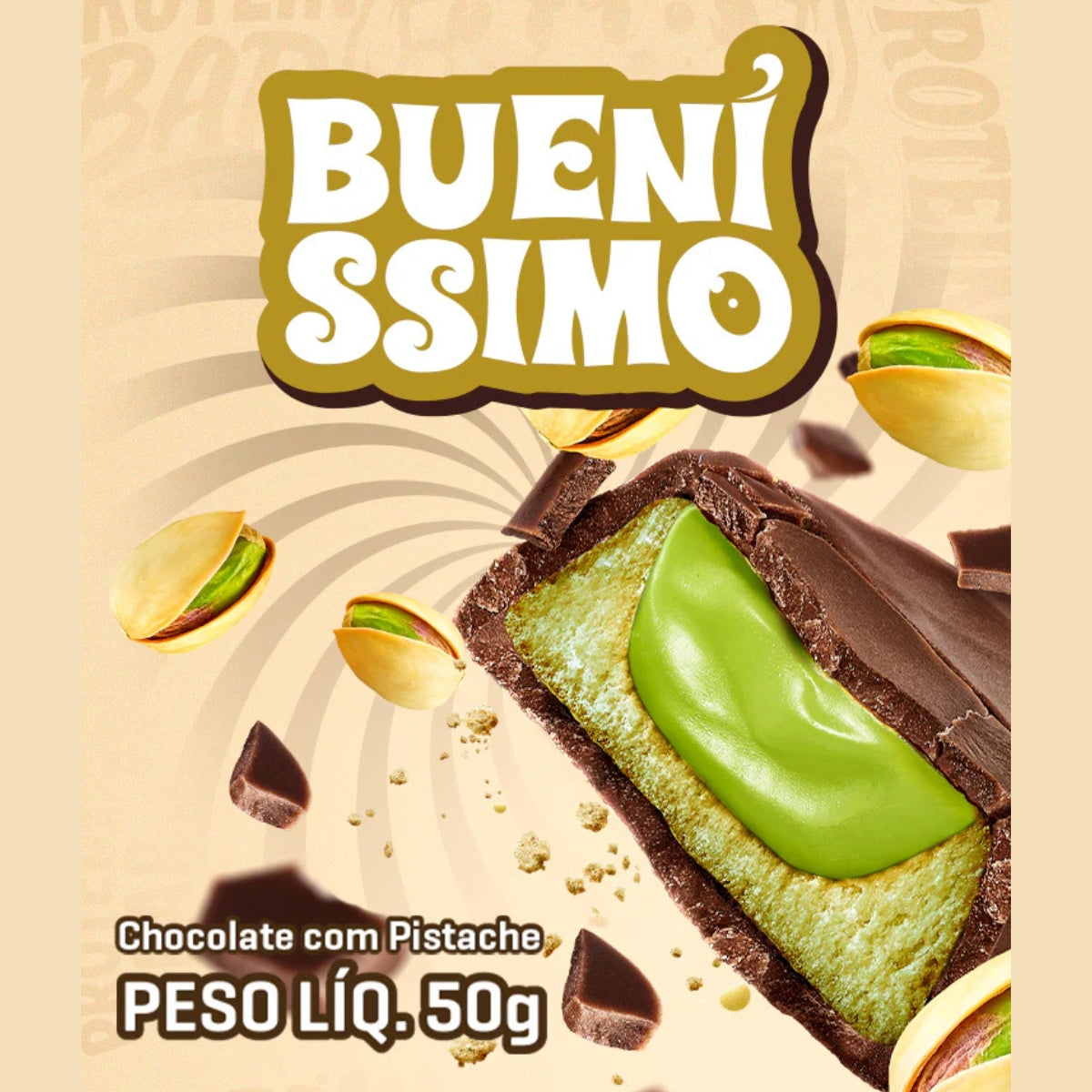 Barra Bueníssimo Chocolate com Pistache Under Labz | 12x50g