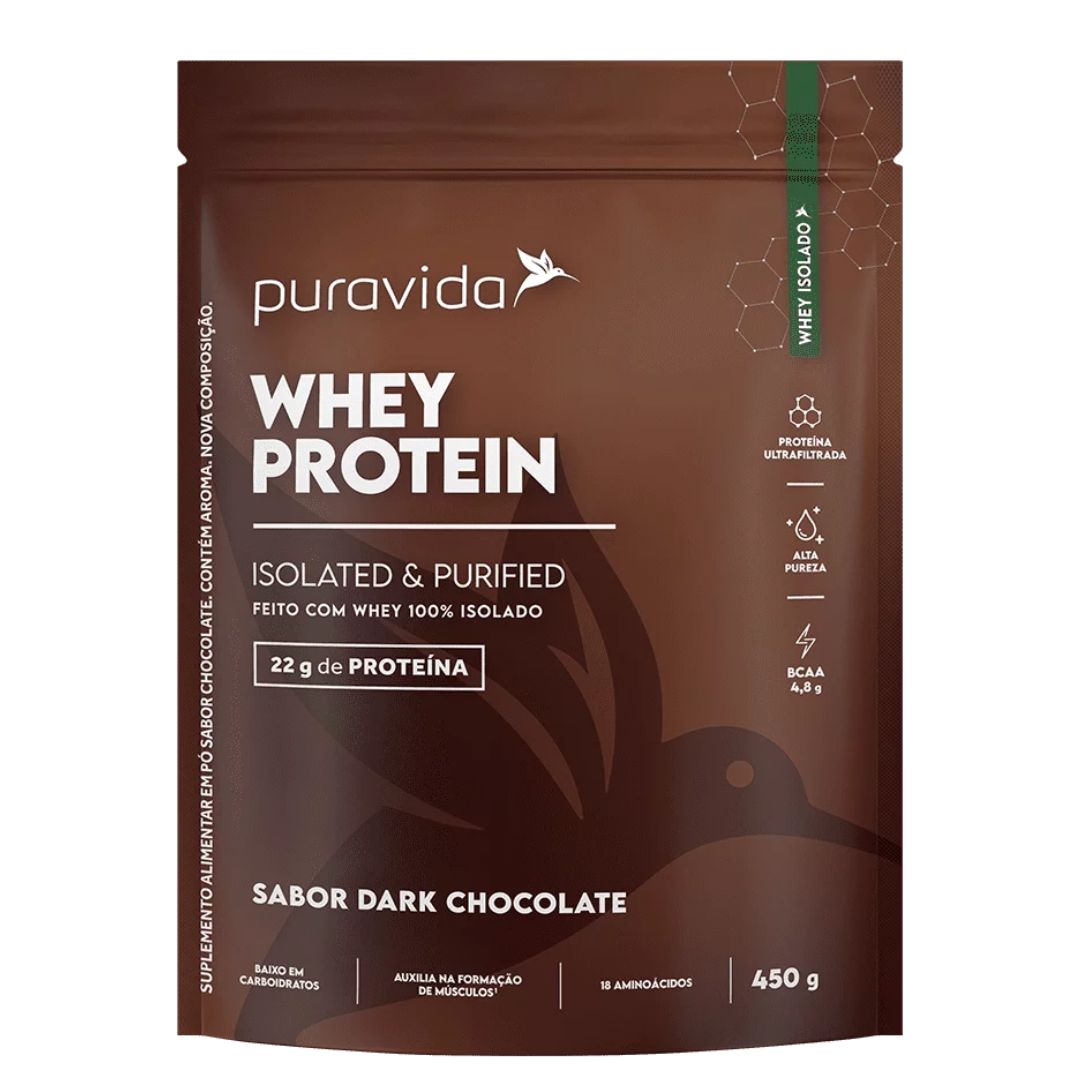 Whey Protein 100% Isolado Dark Chocolate Puravida | 450g
