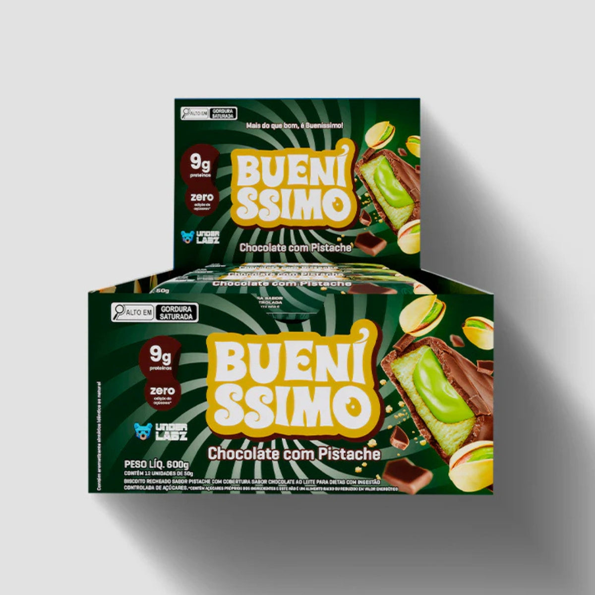 Barra Bueníssimo Chocolate com Pistache Under Labz | 12x50g