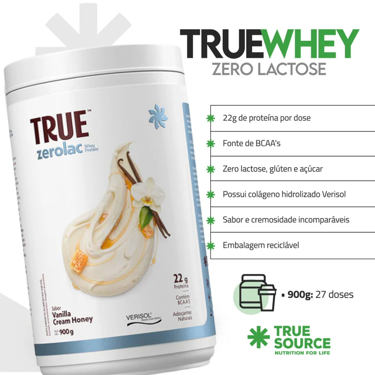 True Whey Zero Lactose Vanilla Cream Honey | 900g