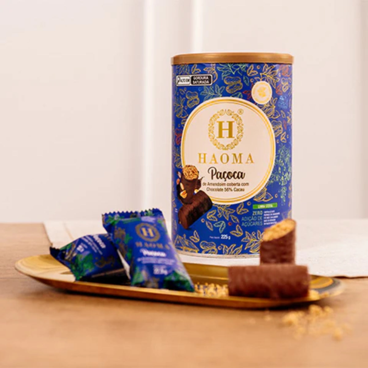 Paçoca  Amendoim com Chocolate 56% Cacau Linha Stevia Haoma | 225g