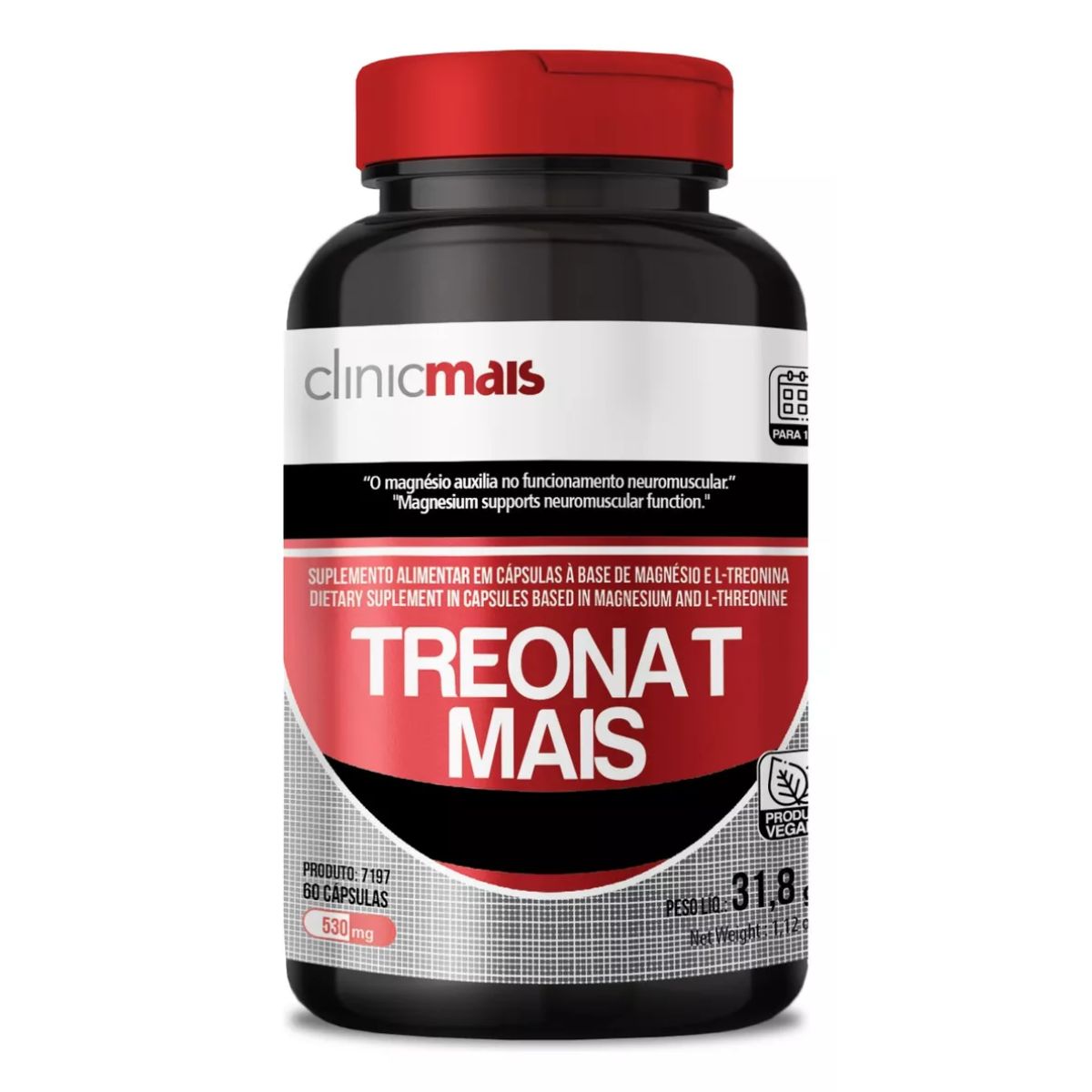 Treonat Mais | Magnésio + L-treonina |Clinicmais | 60 cápsulas