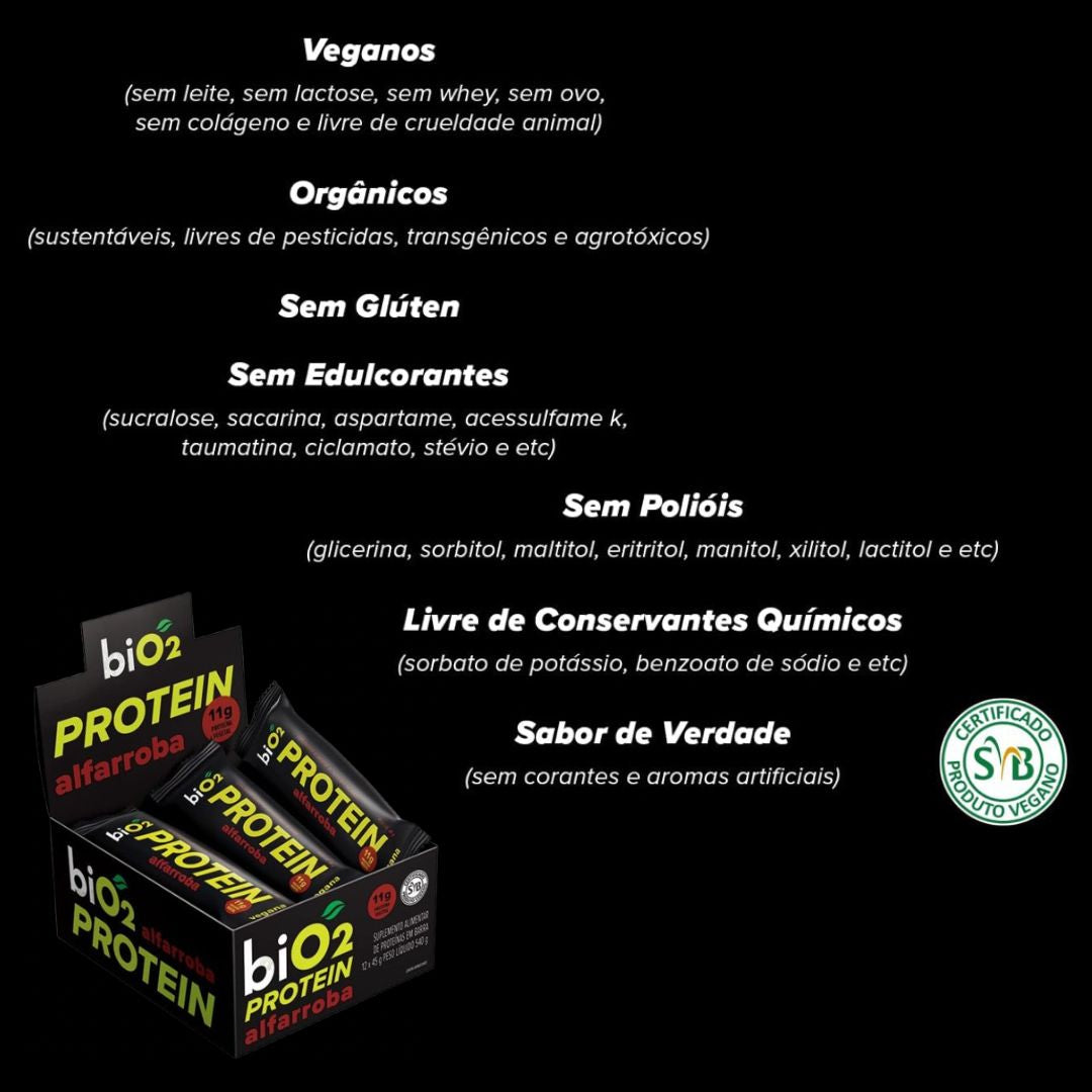Barra de Proteína Vegana Alfarroba BiO2 | 12x 45g