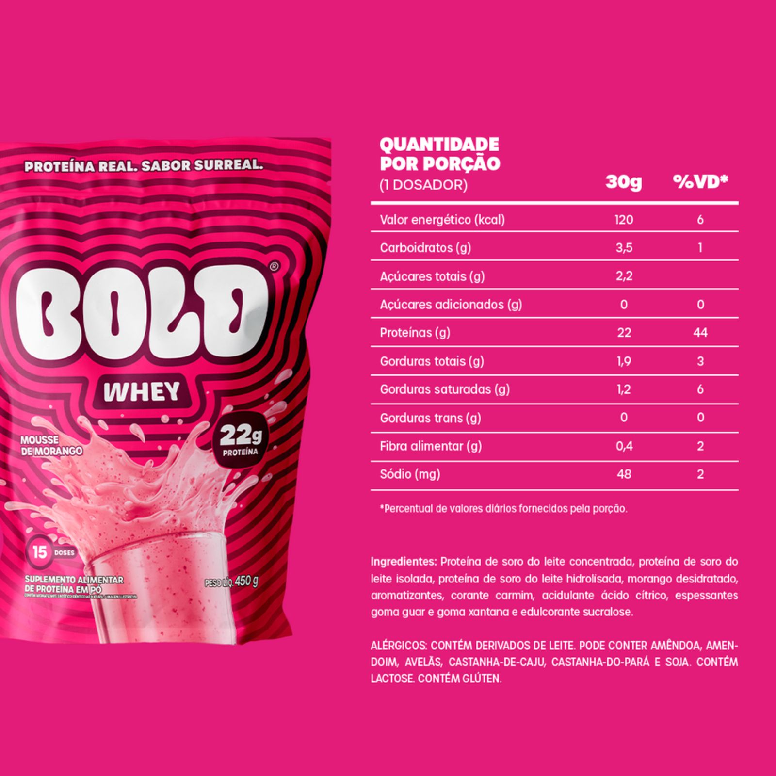 Bold Whey Mousse de Morango | 450g