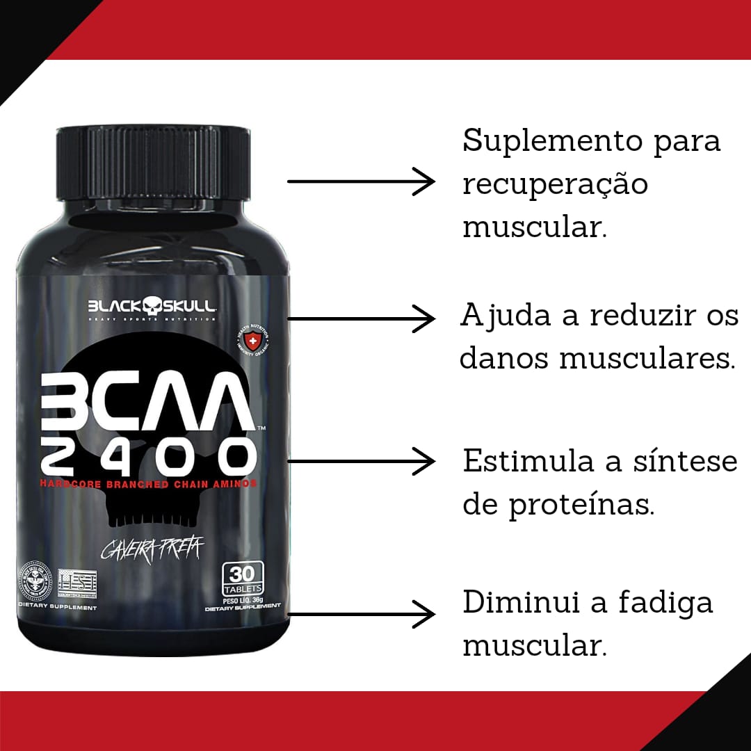 BCAA 2400 |Aminoácidos | Black Skull |30 Tablets