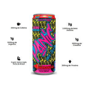 Energético Panic Pré Treino Morango Adaptogen | 355ml