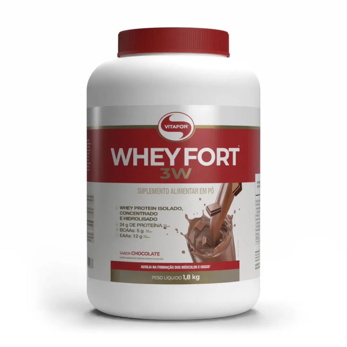 Whey Fort 3W Sabor Chocolate Vitafor | 1,8kg