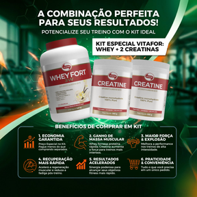 Whey Fort Baunilha (1,8kg) +2 Creatinas de (300g) – Vitafor