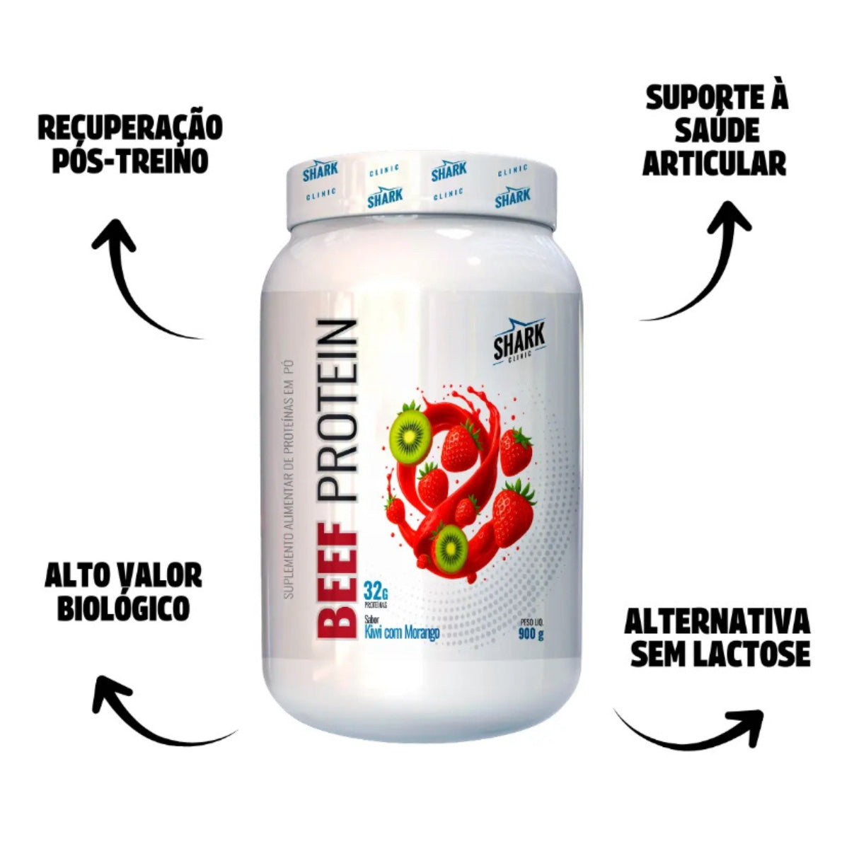 Whey Beef Protein Sabor Morango com Kiwi Shark Pro | 900g