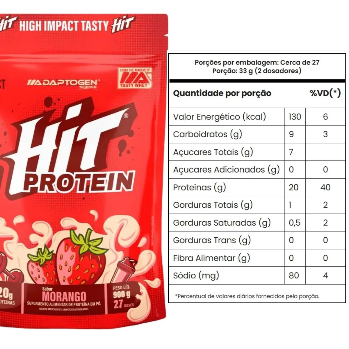 Hit Protein Morango Adaptogen | Refil 900g