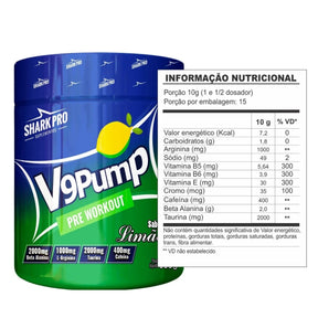 Pré Treino V9 Pump Refrigerante Limão Shark Pro | 300g