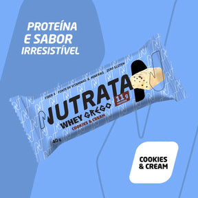 Barra de Proteína Whey Grego Cookies e Cream Nutrata | 12x40g