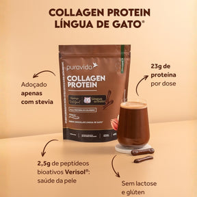 Collagen Protein Chocolate Língua de Gato Puravida | 450g