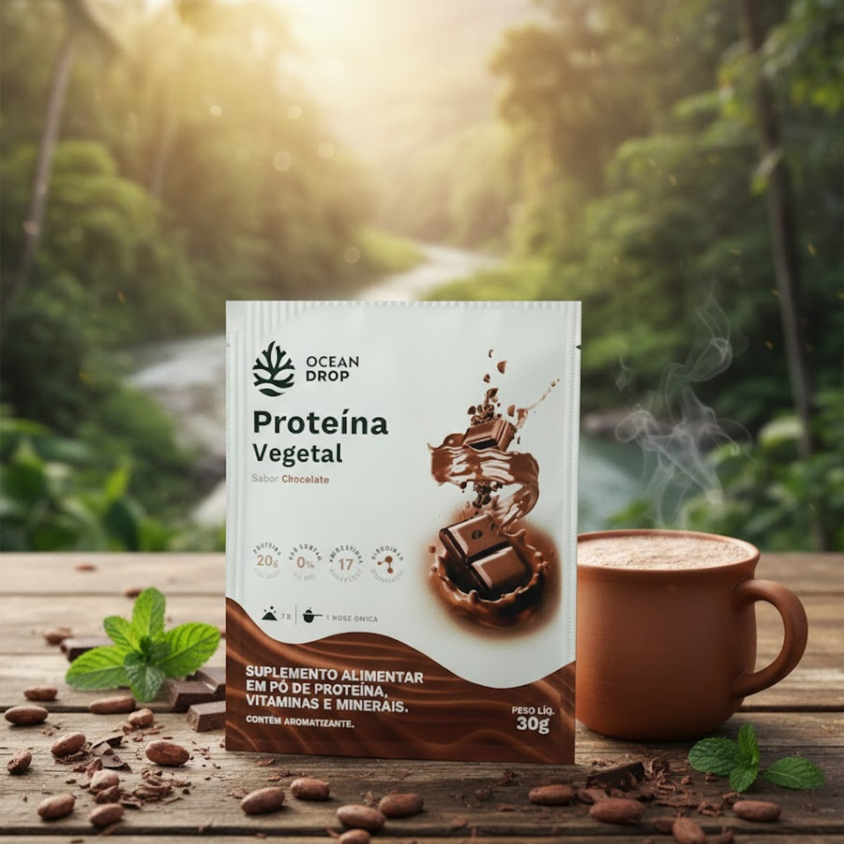 Proteína Vegetal Chocolate Ocean Drop | sachê unitário 30g