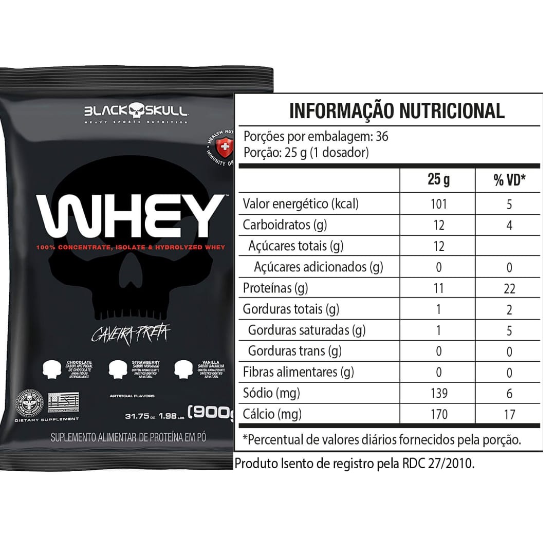 Whey  Protein Refil Black Skull Sabor Chocolate | 900grs