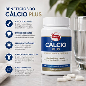 Cálcio Plus 800mg Vitafor | 90 cápsulas