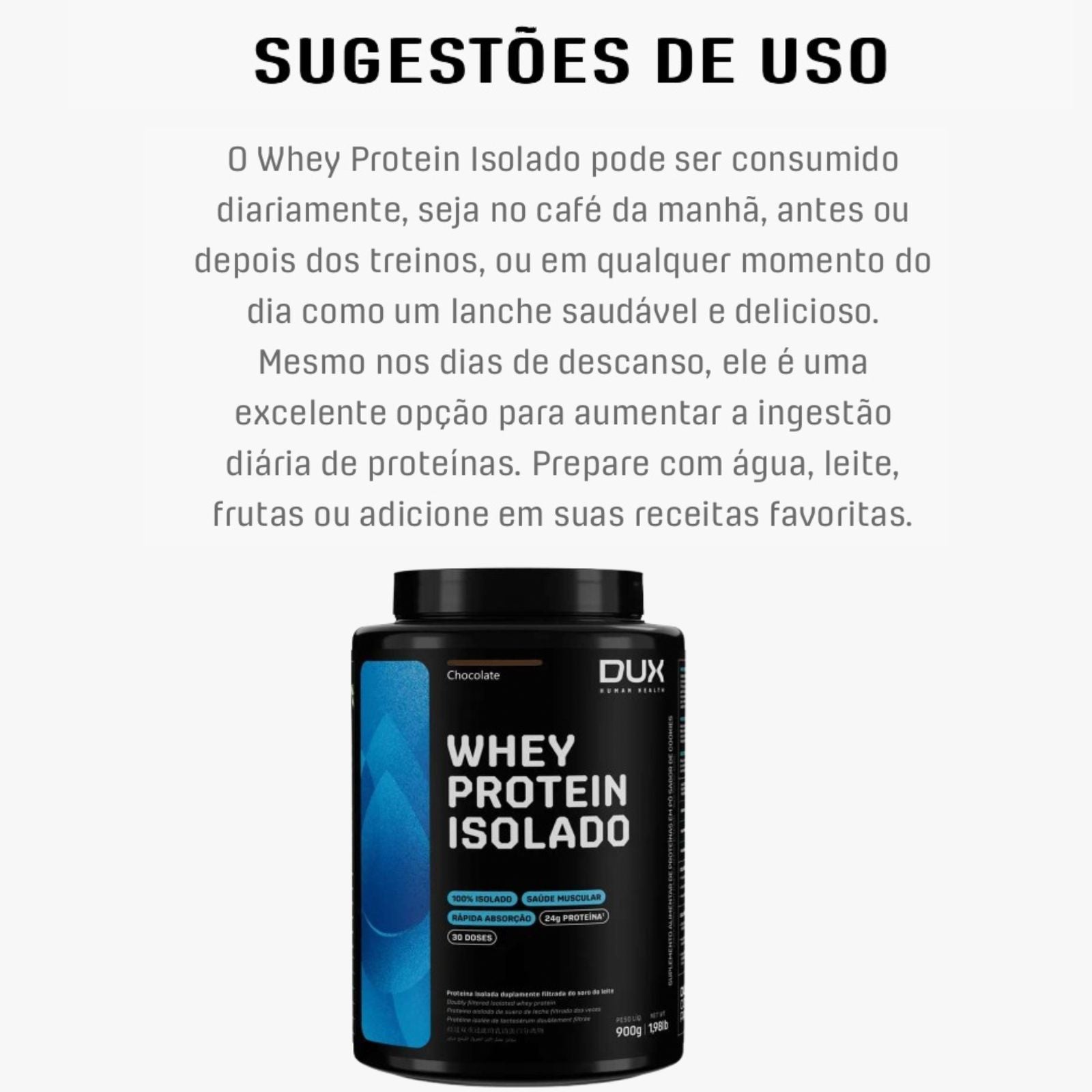Whey Protein 100% Isolado Dux Human Health Chocolate | 900g
