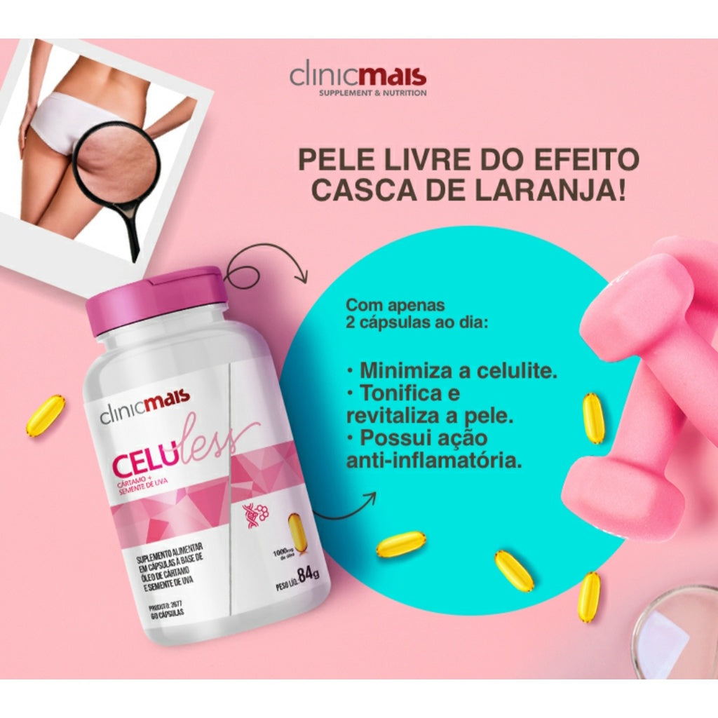 Celuless | Cártamo + Semente de Uva Clinicmais | 60 cápsulas