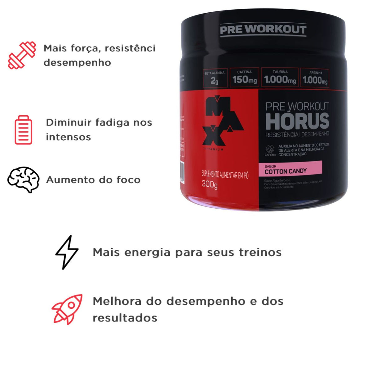 Hórus Pré Workout Cotton Candy Max Titanium | 300g