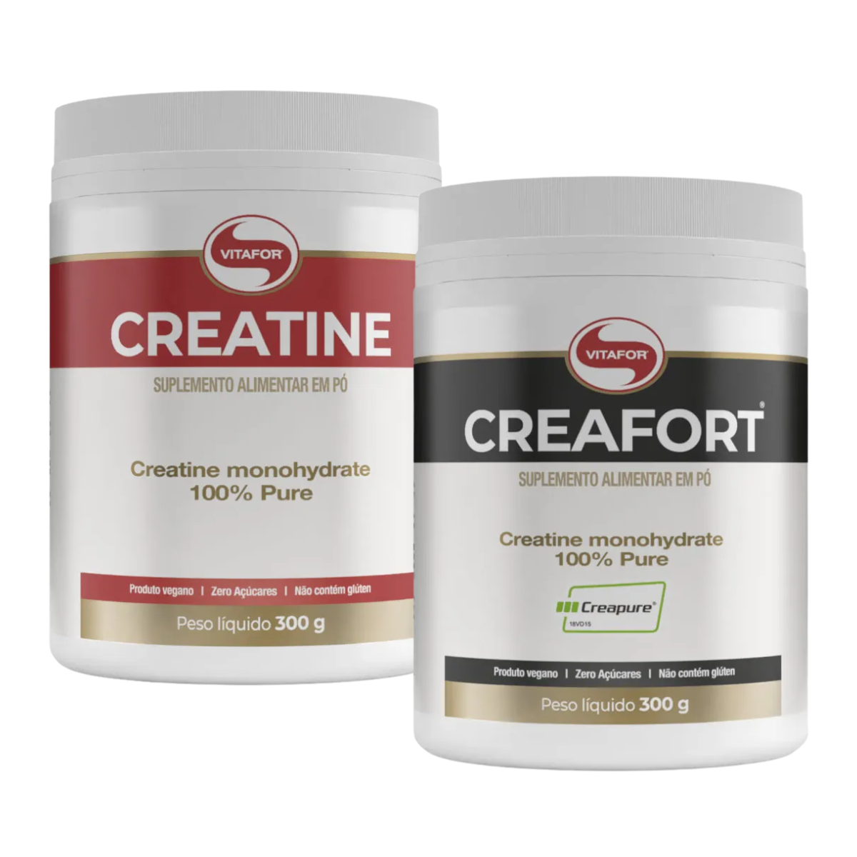 kit Creatine Vitafor Creatina Monohidratada Pura  + CREAFORT creapure vitafor (300g)