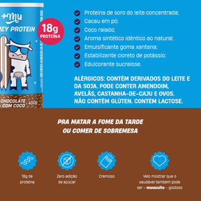 Whey Concentrado Mais Mu Chocolate Com Coco | Pote 450g