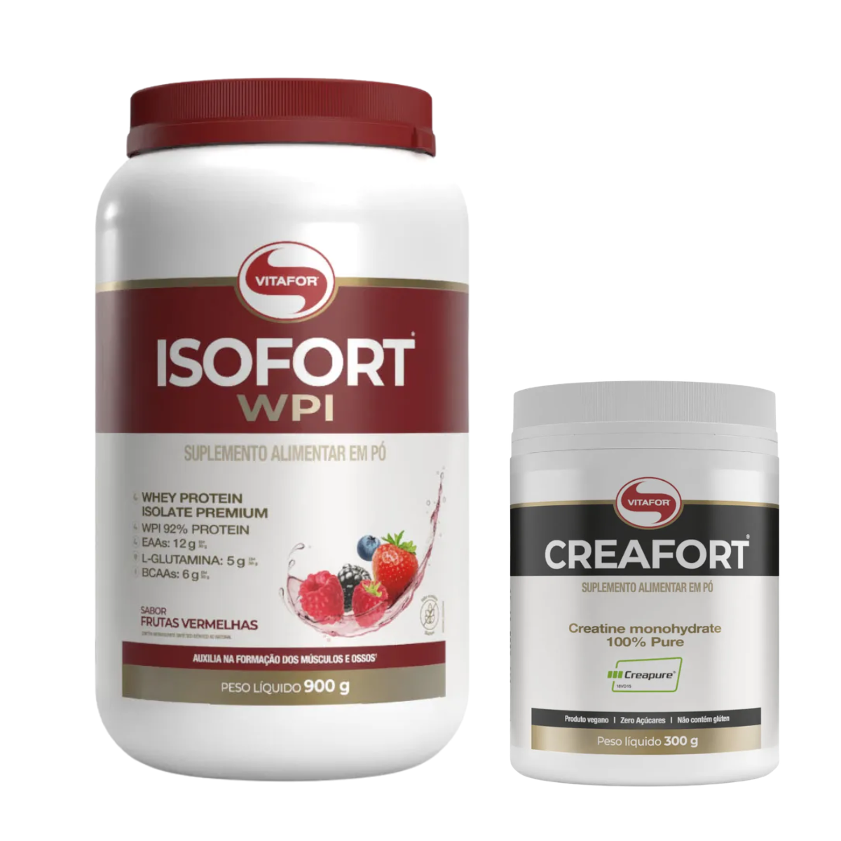 Isofort Whey Isolado (900g/1,8kg) + Creatina Creapure (300g) – Vitafor