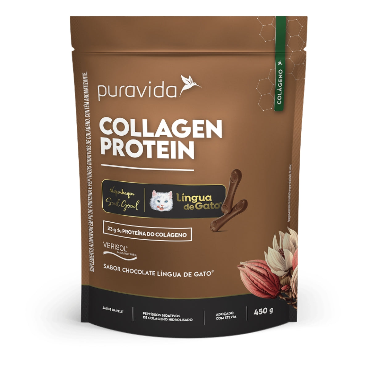 Collagen Protein Chocolate Língua de Gato Puravida | 450g